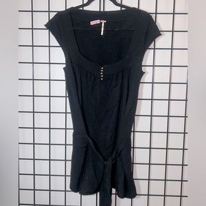 Free People Belted Black Sweater Dress Size Large